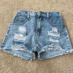 SHEIN Light Blue Distressed Jean Shorts